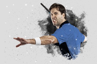 Duman bir patlama dışarı geliyor tenis oyuncusu .