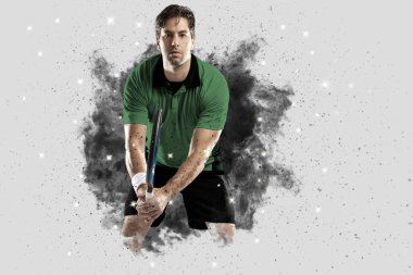 Duman bir patlama dışarı geliyor tenis oyuncusu .