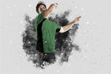 Duman bir patlama dışarı geliyor tenis oyuncusu .