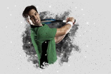 Duman bir patlama dışarı geliyor tenis oyuncusu .