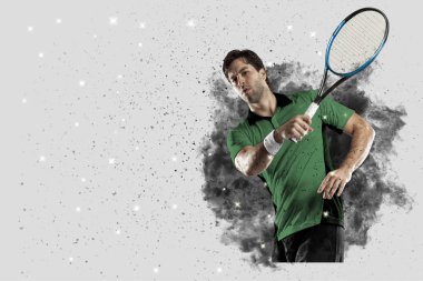 Duman bir patlama dışarı geliyor tenis oyuncusu .