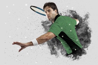 Duman bir patlama dışarı geliyor tenis oyuncusu .