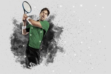 Duman bir patlama dışarı geliyor tenis oyuncusu .