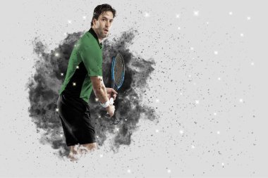 Duman bir patlama dışarı geliyor tenis oyuncusu .