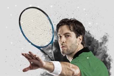 Duman bir patlama dışarı geliyor tenis oyuncusu .