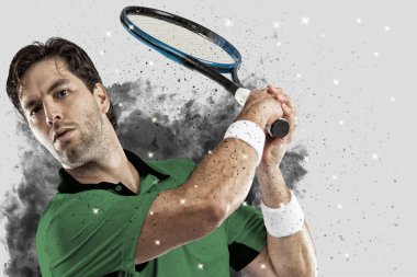 Duman bir patlama dışarı geliyor tenis oyuncusu .