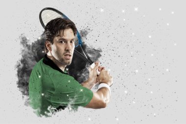 Duman bir patlama dışarı geliyor tenis oyuncusu .