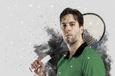 Duman bir patlama dışarı geliyor tenis oyuncusu .