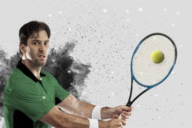 Duman bir patlama dışarı geliyor tenis oyuncusu .