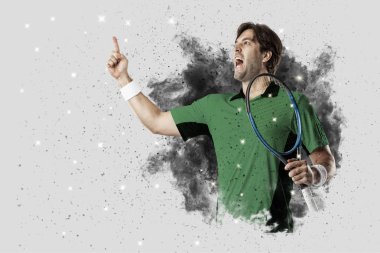 Duman bir patlama dışarı geliyor tenis oyuncusu .