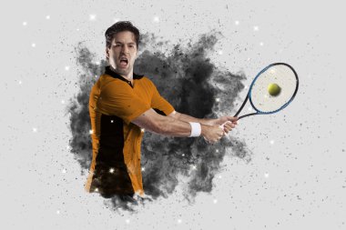 Duman bir patlama dışarı geliyor tenis oyuncusu .