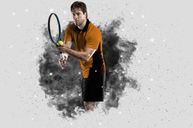 Duman bir patlama dışarı geliyor tenis oyuncusu .