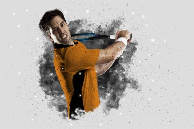 Duman bir patlama dışarı geliyor tenis oyuncusu .