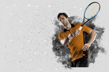 Duman bir patlama dışarı geliyor tenis oyuncusu .