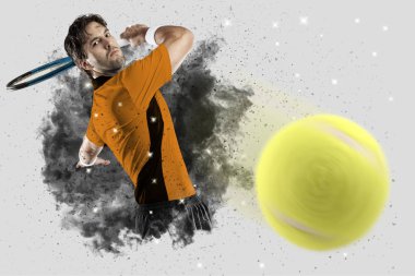 Duman bir patlama dışarı geliyor tenis oyuncusu .