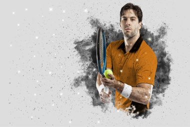 Duman bir patlama dışarı geliyor tenis oyuncusu .