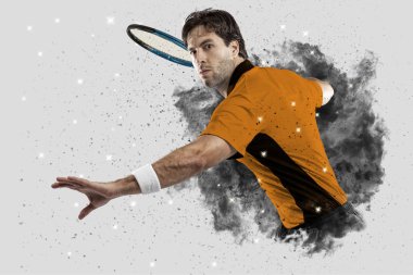 Duman bir patlama dışarı geliyor tenis oyuncusu .