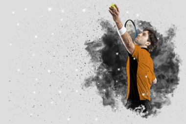 Duman bir patlama dışarı geliyor tenis oyuncusu .