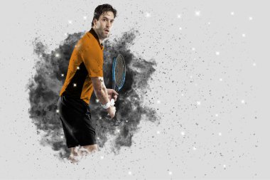 Duman bir patlama dışarı geliyor tenis oyuncusu .