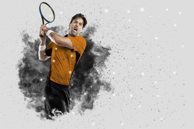 Duman bir patlama dışarı geliyor tenis oyuncusu .