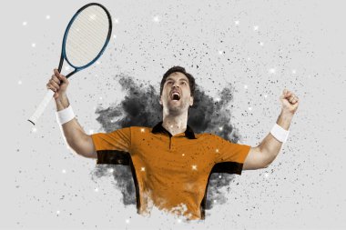 Duman bir patlama dışarı geliyor tenis oyuncusu .