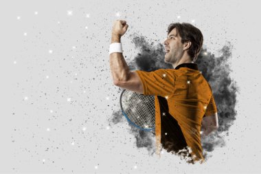 Duman bir patlama dışarı geliyor tenis oyuncusu .