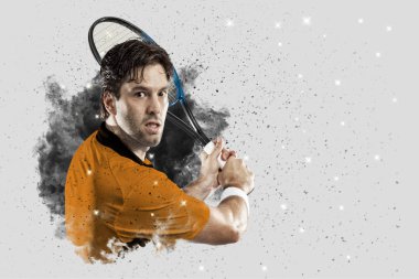 Duman bir patlama dışarı geliyor tenis oyuncusu .