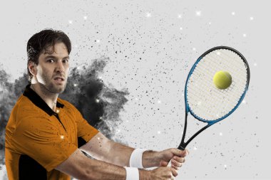 Duman bir patlama dışarı geliyor tenis oyuncusu .