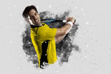 Duman bir patlama dışarı geliyor tenis oyuncusu .