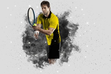 Duman bir patlama dışarı geliyor tenis oyuncusu .