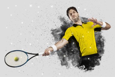 Duman bir patlama dışarı geliyor tenis oyuncusu .