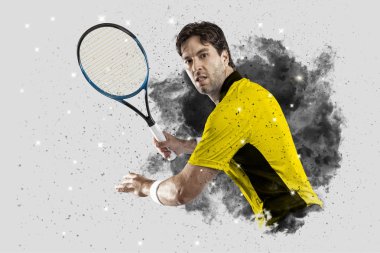 Duman bir patlama dışarı geliyor tenis oyuncusu .