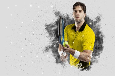 Duman bir patlama dışarı geliyor tenis oyuncusu .