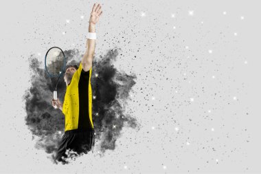 Duman bir patlama dışarı geliyor tenis oyuncusu .