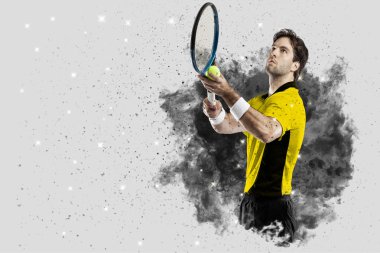 Duman bir patlama dışarı geliyor tenis oyuncusu .