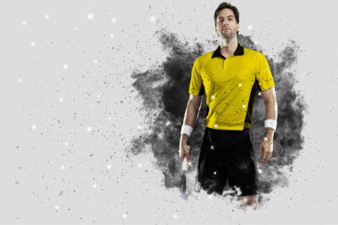 Duman bir patlama dışarı geliyor tenis oyuncusu .