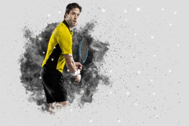 Duman bir patlama dışarı geliyor tenis oyuncusu .