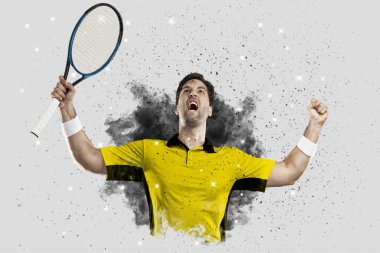 Duman bir patlama dışarı geliyor tenis oyuncusu .