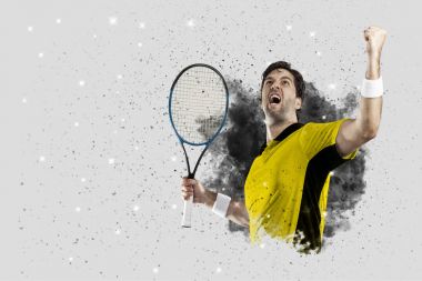 Duman bir patlama dışarı geliyor tenis oyuncusu .