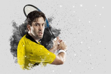 Duman bir patlama dışarı geliyor tenis oyuncusu .