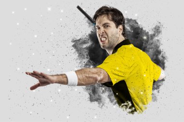 Duman bir patlama dışarı geliyor tenis oyuncusu .