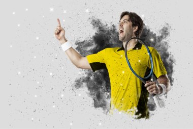 Duman bir patlama dışarı geliyor tenis oyuncusu .