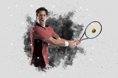 Duman bir patlama dışarı geliyor tenis oyuncusu .