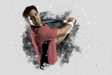 Duman bir patlama dışarı geliyor tenis oyuncusu .