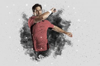 Duman bir patlama dışarı geliyor tenis oyuncusu .