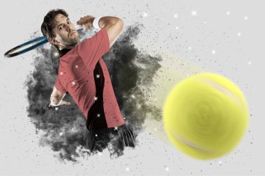 Duman bir patlama dışarı geliyor tenis oyuncusu .