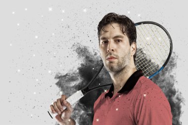 Duman bir patlama dışarı geliyor tenis oyuncusu .