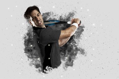 Duman bir patlama dışarı geliyor tenis oyuncusu .