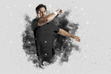 Duman bir patlama dışarı geliyor tenis oyuncusu .