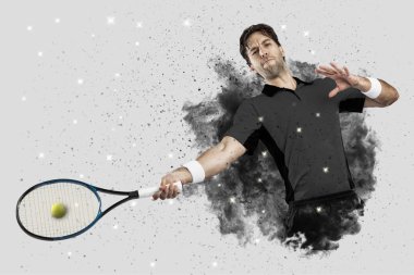 Duman bir patlama dışarı geliyor tenis oyuncusu .